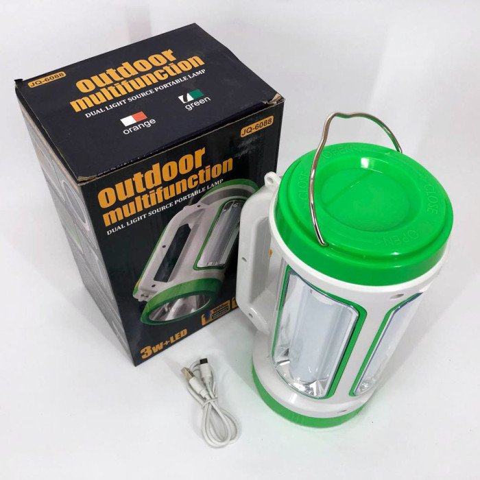 Ліхтар переносний кемпінг 6088-LED+COB з функцією PowerBank, кемпінговий світильник. Колір: зелений
