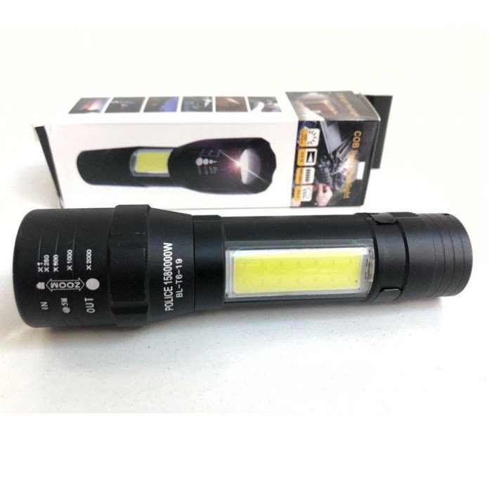 Ліхтар кишеньковий з металевим корпусом Police Bailong BL-T6-19, потужний акумуляторний лед ліхтарик