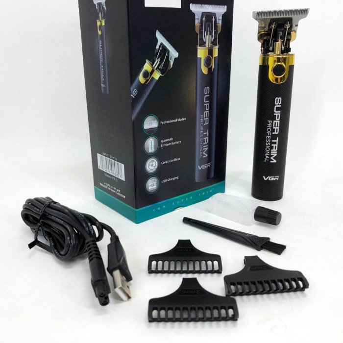 Машинка для стрижки VGR V-082 акумуляторна бездротова професійна + 3 насадки триммер для волосся
