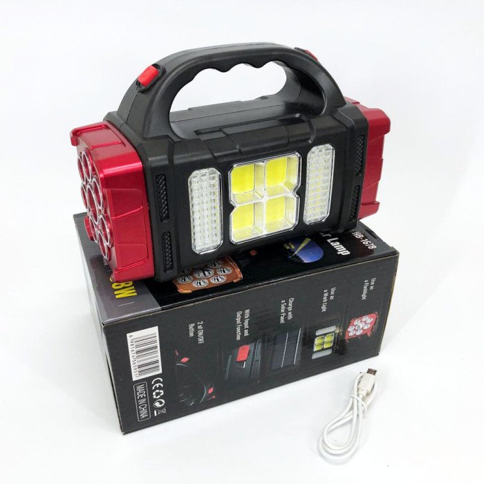 Ліхтар кемпінговий з сонячною панеллю та повербанком HB-1678-2х8LED-6COB, ліхтар кемпінговий світлодіодний