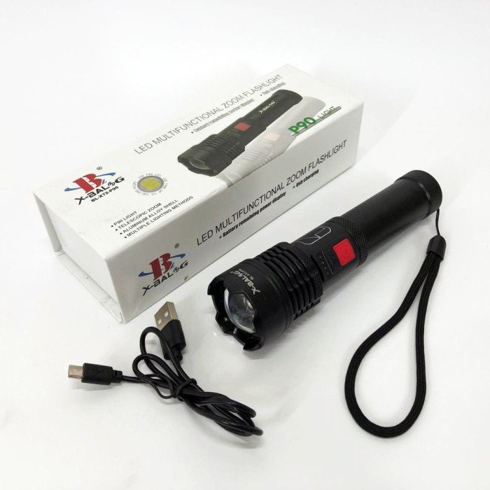 Ліхтарик світлодіодний з акумулятором X-Balog BL-X72-P90, ліхтар ручний потужний, тактовний ліхтар