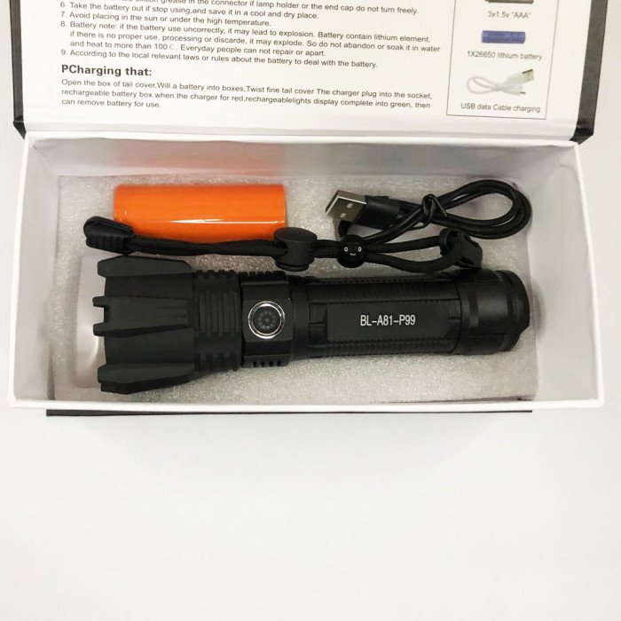 Тактичний ліхтар Police BL-A81-P99, супер яскравий ліхтарик, надпотужний ліхтарик, тактичний ручний