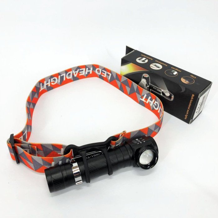 Ліхтар налобний акумуляторний Police W01-T6 USB з магнітом, портативний світлодіодний налобний ліхтар