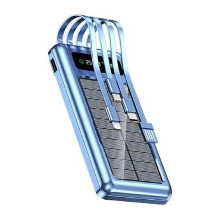 Портативний зарядний пристрій на 10000 mAh, Power Bank на сонячній батареї, заряджання. Колір: синій