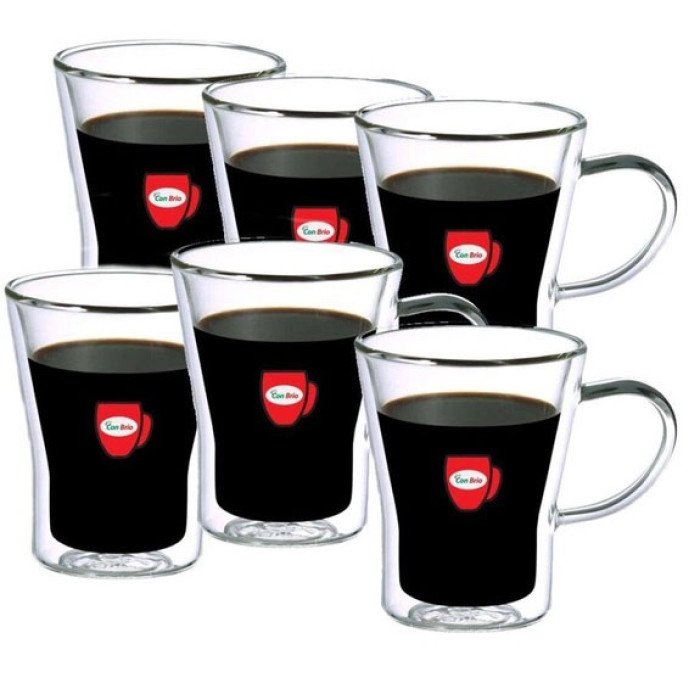 Набір чашок із подвійними стінками 6шт 350мл Con Brio СВ-8535, склянки з подвійним дном