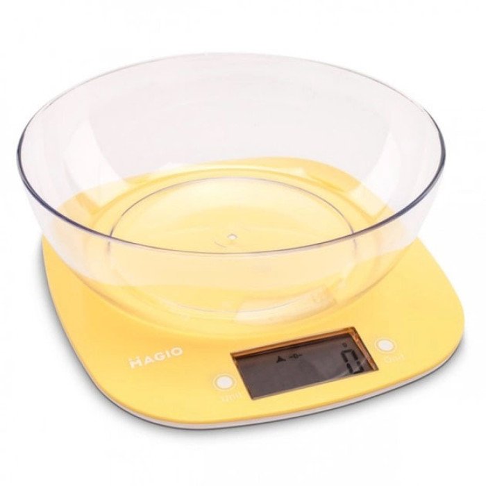 Ваги кухонні MAGIO MG-290, кухонні ваги зі знімною чашею, електронні ваги для продуктів. Колір: жовтий