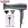 Професійний потужний фен з насадками VGR V-402 з концентратором та дифузором для сушіння та укладання волосся