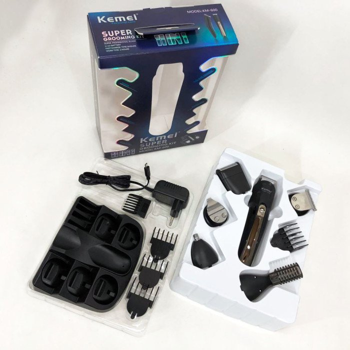 Тример чоловічий Kemei KM-600 універсальний 11 в 1 для стрижки волосся та гоління бороди та носа, бездротовий