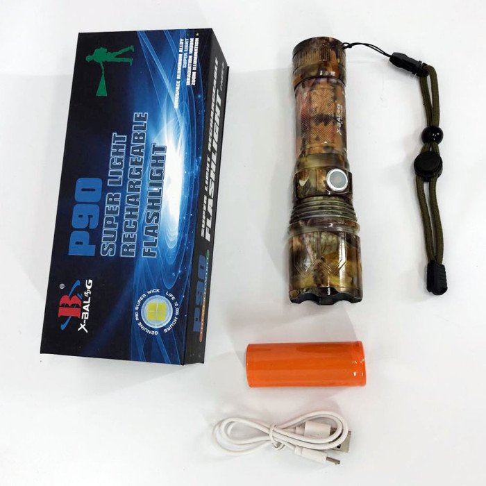 Ліхтарик ручний тактичний Bailong BL-P511M-P90 камуфляж, супер яскравий ліхтарик, потужний кишеньковий ліхтарик