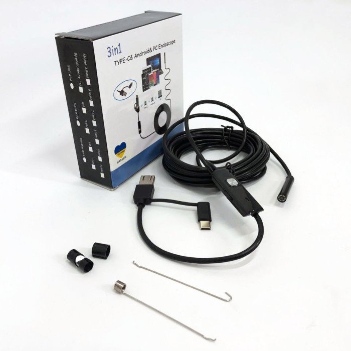 Камера ендоскоп з кабелем на 2 метри 7 мм USB/micro USB з підсвічуванням, Usb ендоскоп для андроїд