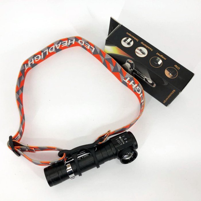 Ліхтар налобний акумуляторний Police W01-T6 USB з магнітом, портативний світлодіодний налобний ліхтар