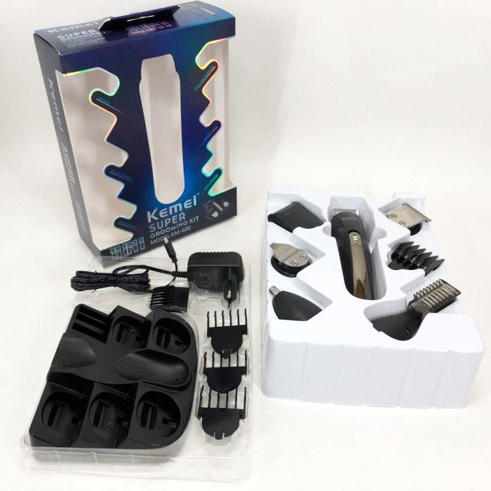 Тример чоловічий Kemei KM-600 універсальний 11 в 1 для стрижки волосся та гоління бороди та носа, бездротовий