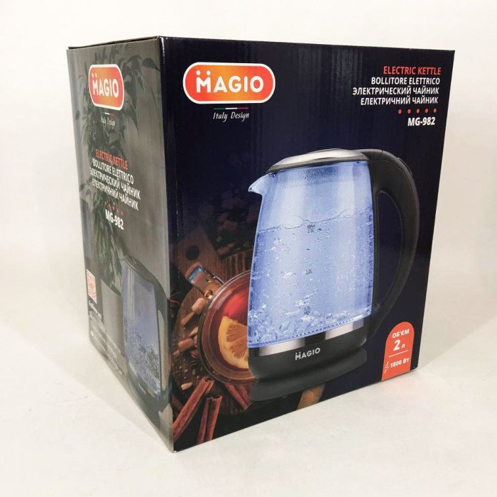 Електрочайник 2 л Magio MG-982 2200 Вт, електрочайники з підсвічуванням, Чайник дисковий, гарний електричний 