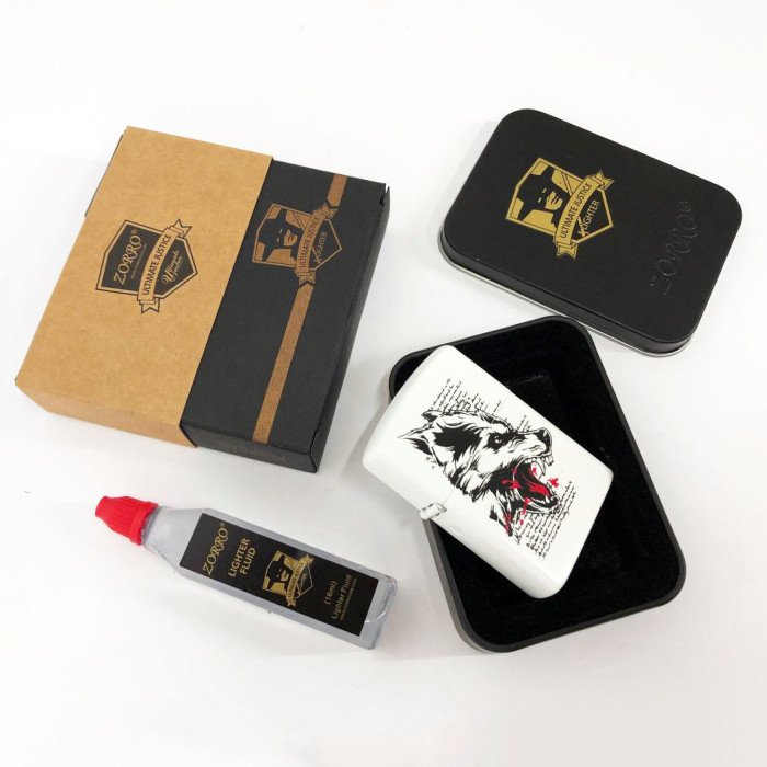 Запальничка бензинова Zorro HL-341, подарункова запальничка сувенірна, запальничка в подарунковому футлярі