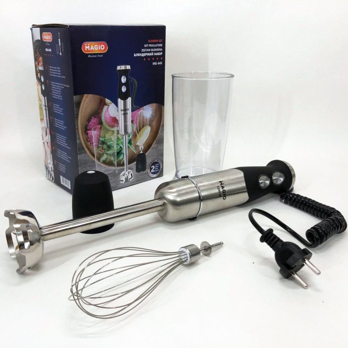 Блендер занурювальний 3в1 Magio MG-645 1200 Вт, міксер блендер ручний, блендер для молочних коктейлів