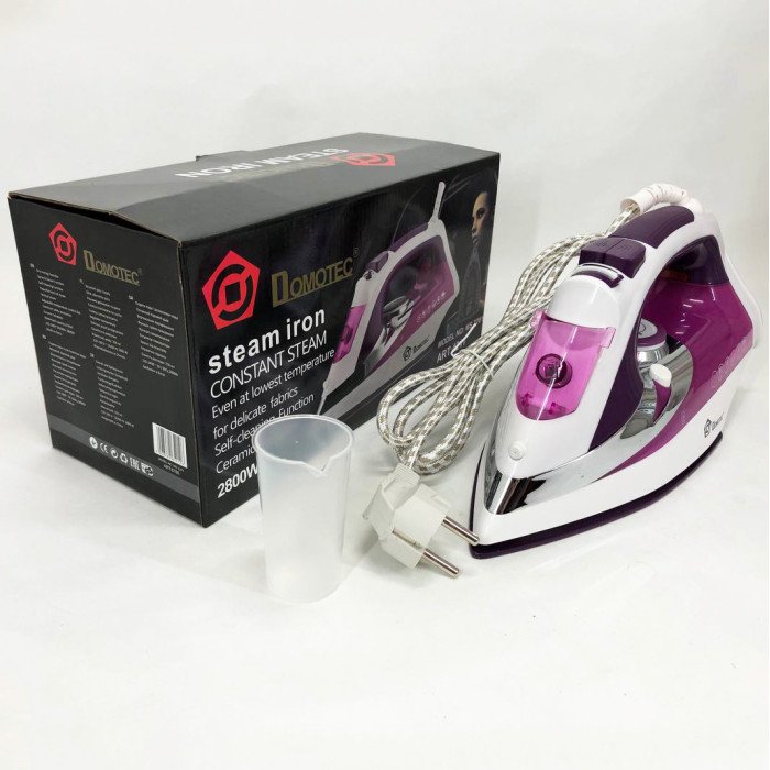 Праска Domotec MS 2201 2800W керамічна підошва, Професійна парова праска. Колір: фіолетовий