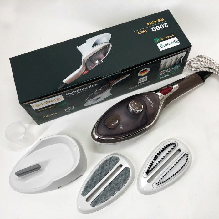 Ручний відпарювач для одягу Rainberg RB-6314 2000 Вт із двома змінними насадками, парова щітка