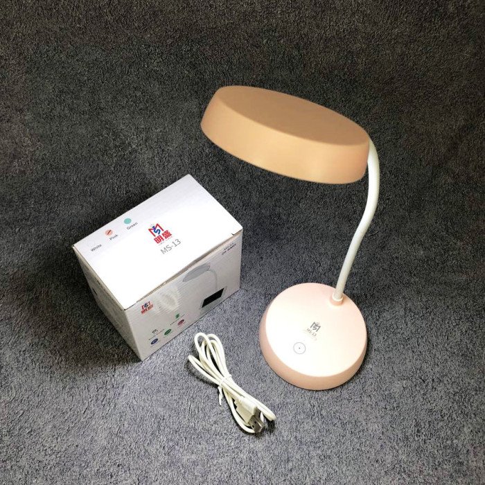 Настільна акумуляторна лампа MS-13, лампа для шкільного столу, лампа на тумбочку. Колір: рожевий