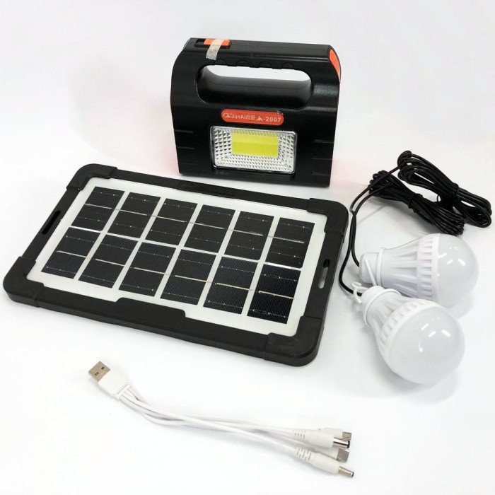 Ліхтар портативний на сонячній батареї JA-2007 сонячна зарядна станція + 2 лампочки. Колір: помаранчевий