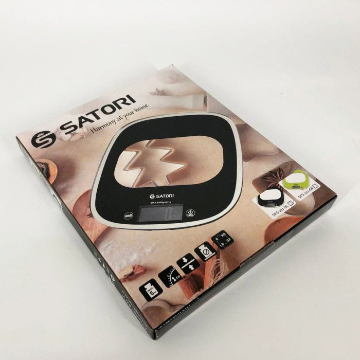 Кухонні ваги Satori SKS-221-BL до 5кг, електронні кухонні ваги, точні кухонні ваги. Колір: чорний