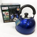 Чайник Rainberg RB-625 із нержавіючої сталі зі свистком 3л гарний чайник для газової плити. Колір: синій