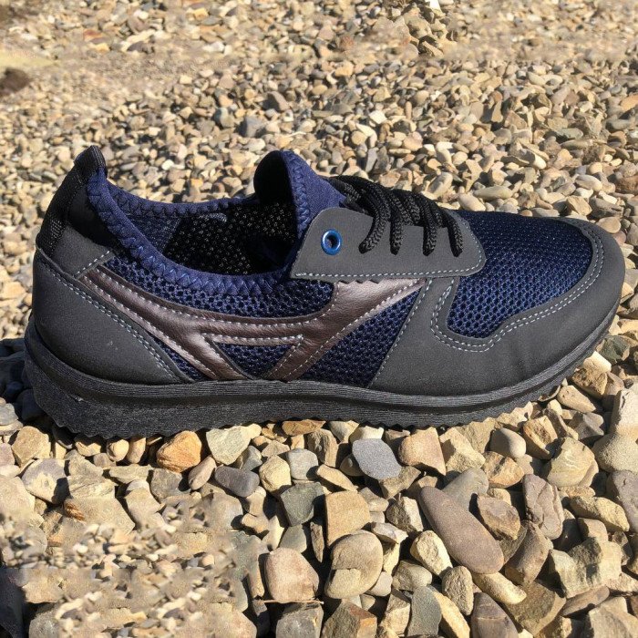 Текстильні кросовки сіткою 43 розмір. літні кросівки під джинси для чоловіків. Модель 91464. Колір: синій