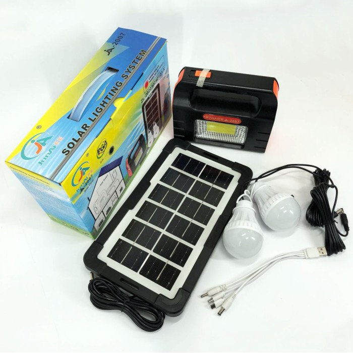 Ліхтар портативний на сонячній батареї JA-2007 сонячна зарядна станція + 2 лампочки. Колір: помаранчевий