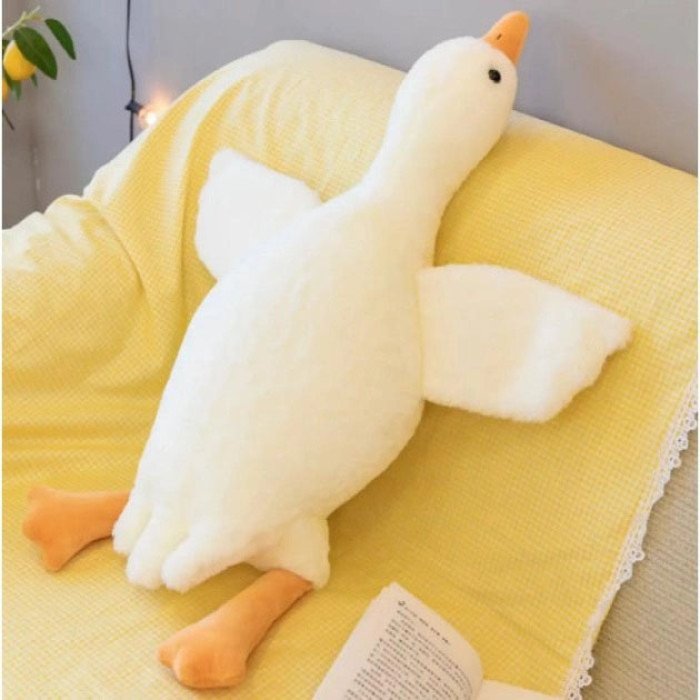 Гігантська м'яка плюшева іграшка Гусь-Обіймусь 70 см білий подушка Гусь-обіймашка