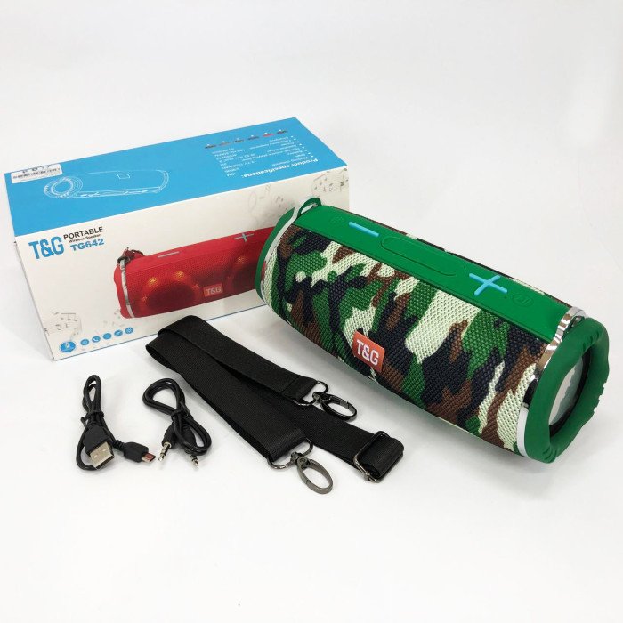 Портативна колонка TG642 з RGB підсвічуванням та ремінцем, колонка для вечірки. Колір: камуфляж