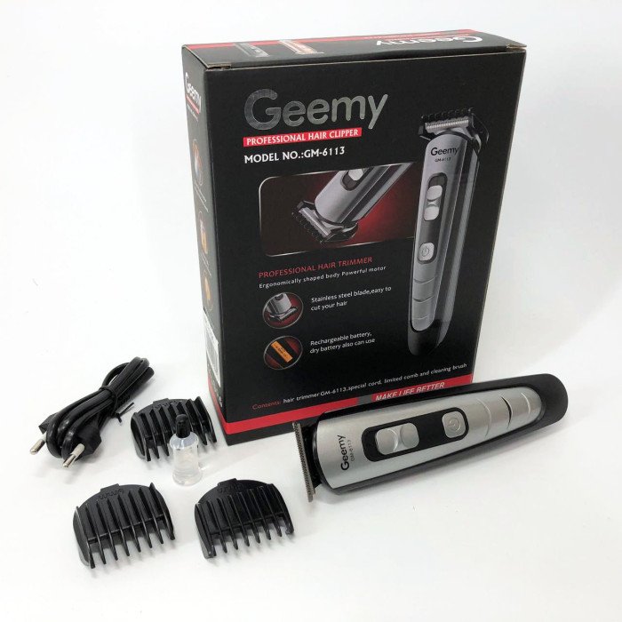 Машинка для стрижки волосся Gemei GM-6113 акумуляторна, Практична машинка для стрижки. Колір: чорний