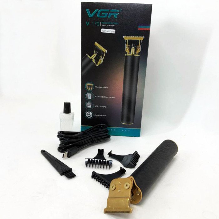 Професійний триммер VGR V-179 машинка для стрижки волосся та бороди на акумуляторі зарядка USB