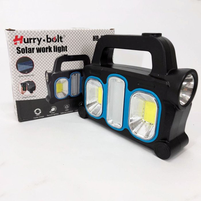 Ліхтар ручний на сонячній батареї 3в1 HB-6168-LED+2COB з боковою лампою, на 3 режими (з функцією Power Bank)