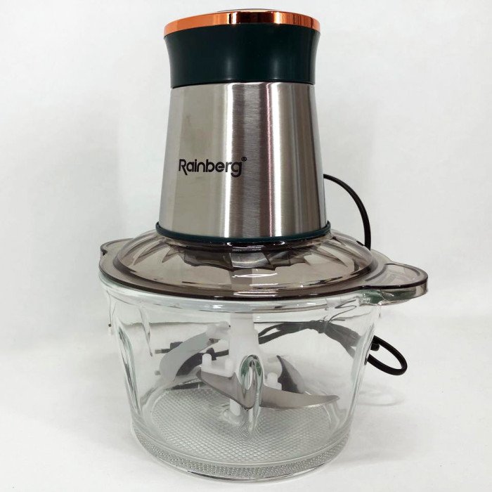 Блендер стаціонарний Rainberg RB-2201 кухонний подрібнювач 1300W чаша скляна на 2 л подвійне лезо чоппер