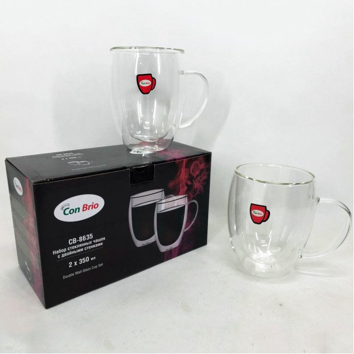 Набір кухлів з подвійним дном Con Brio 350 мл 2 шт Con Brio CB-8635-2, подвійна склянка для кави