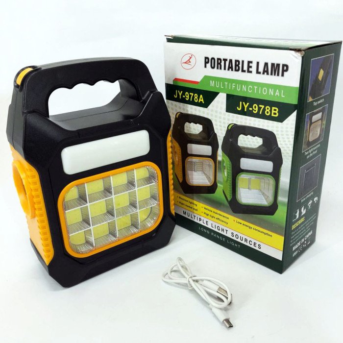 Ліхтар переносний JY-978D-LED+12COB, power bank, ліхтар світлодіодний прожектор. Колір: жовтий