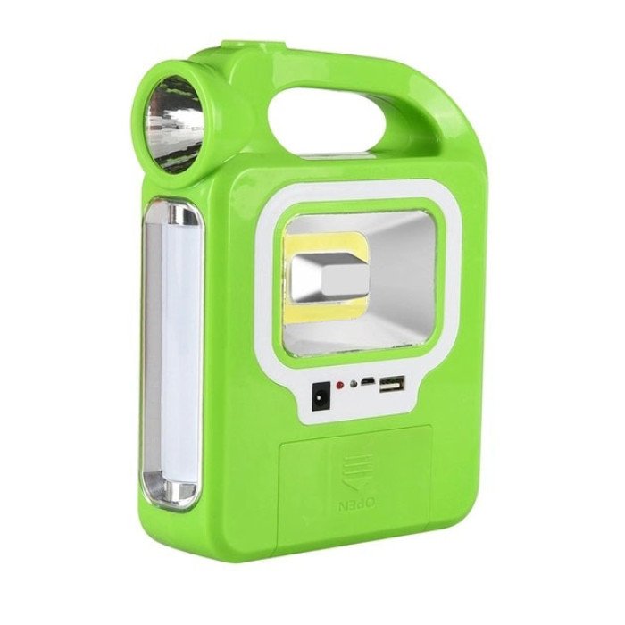 Ліхтар кемпінг переносний 6399А - LED+COB, power bank, 2x18650, сонячна батарея. Колір: зелений
