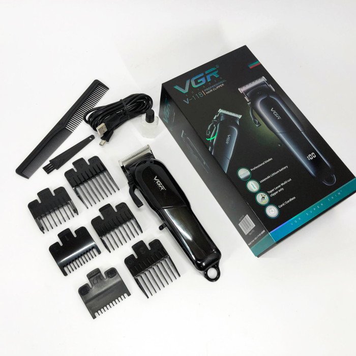 Машинка для стрижки волосся та бороди VGR V-118, Машинка для стрижки волосся бездротова, Електробритва