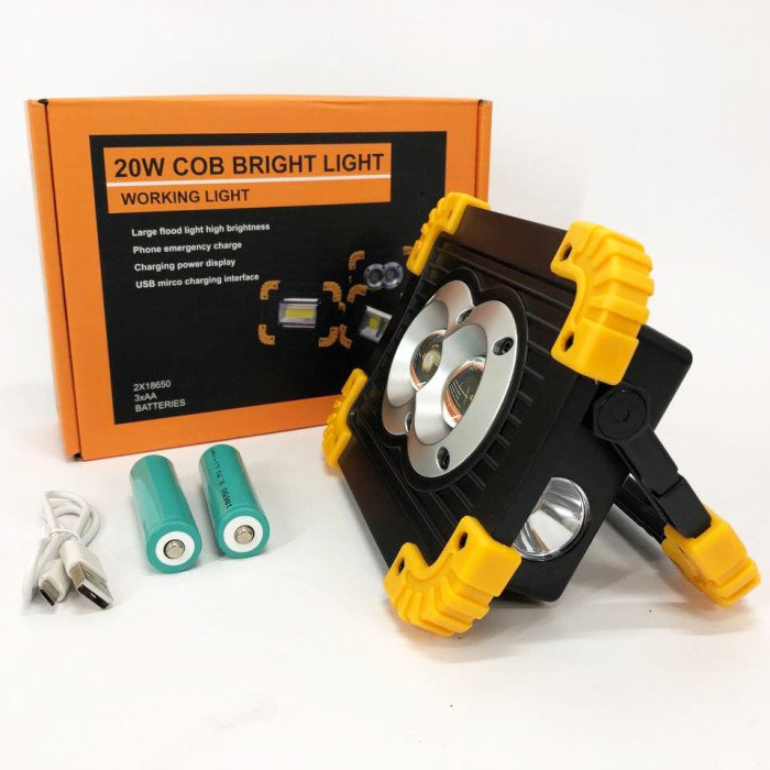 Прожектор світлодіодний X-Balog L802-20W-2COB+1W, ліхтар прожектор світильник, аварійна лампа