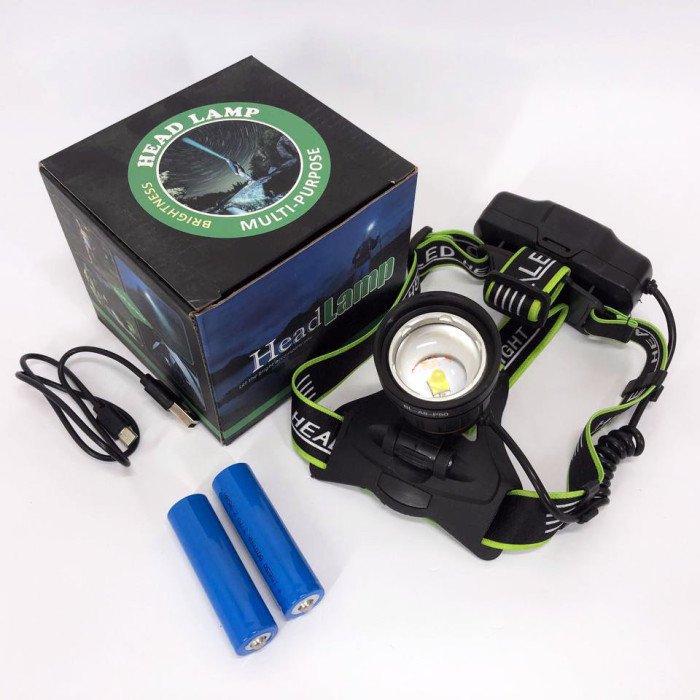 Ліхтар налобний BL-A8-P50, 2 акумулятори 18650, zoom, ЗУ microUSB, ліхтарик на голову із зарядкою