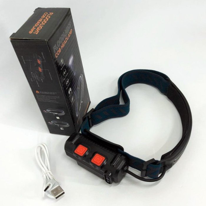 Ліхтар налобний акумуляторний BL-W691-2COB (white/red/RGB) з датчиком руху, потужний ліхтар налобний