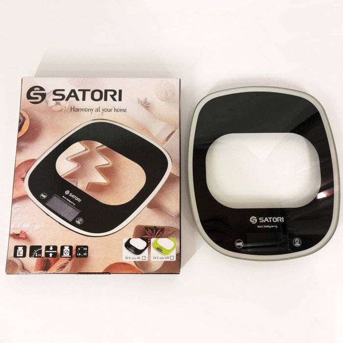 Кухонні ваги Satori SKS-221-BL до 5кг, електронні кухонні ваги, точні кухонні ваги. Колір: чорний