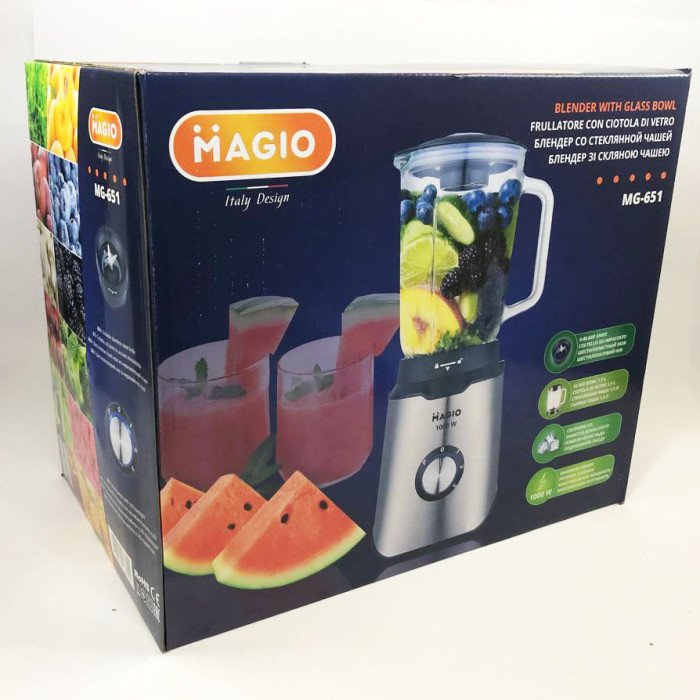 Блендер стаціонарний MAGIO МG-651, Електричний блендер для кухні, блендер для молочних коктейлів