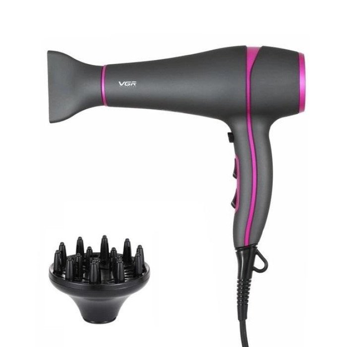 Професійний потужний фен з насадками VGR V-402 з концентратором та дифузором для сушіння та укладання волосся