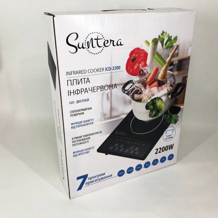 Плитка індукційна Suntera ICD-2200, 2200 Вт, інфрачервона міні плита, індукційна плита міні