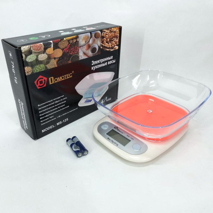 Ваги кухонні DOMOTEC MS-125 Plastic, електронні ваги, електронні ваги. Колір: помаранчевий