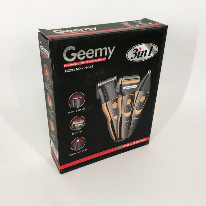 Електробритва сіткова і тріммер для бороди GEMEI / Geemy GM-595 з акумулятором. Колір: золотий