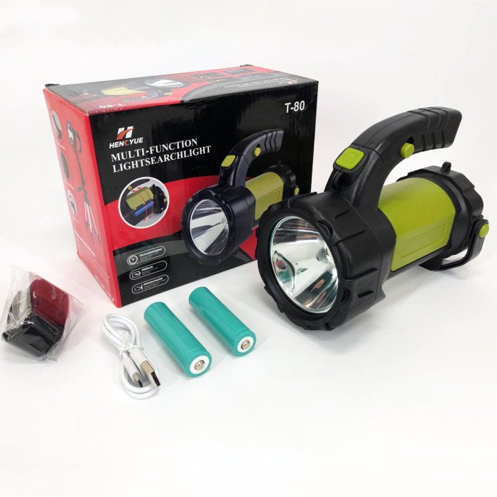 Ручний акумуляторний ліхтар T80C-5W+COB (white/red) із функцією Power Bank. Колір зелений