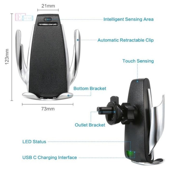 Автомобільний тримач із бездротовою зарядкою Smart Sensor S5