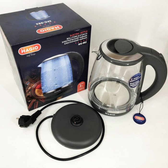 Електрочайник 2 л Magio MG-982 2200 Вт, електрочайники з підсвічуванням, Чайник дисковий, гарний електричний 