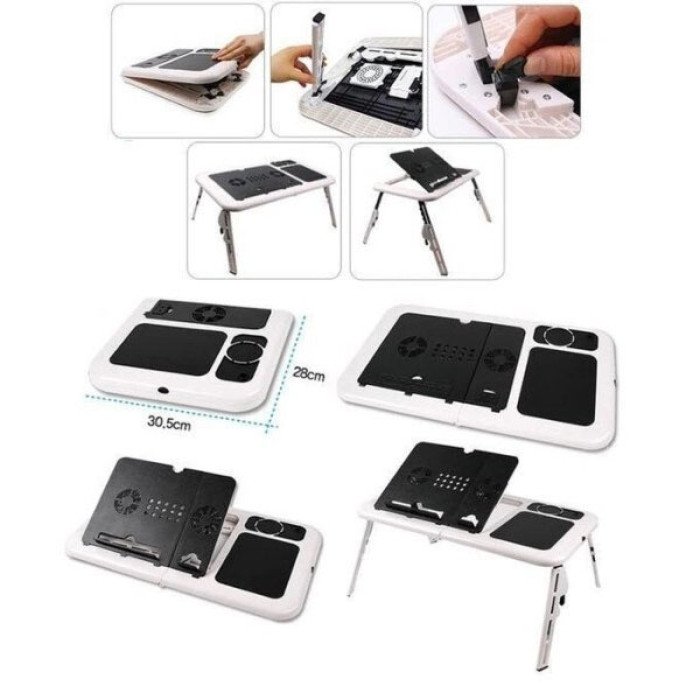 Складаний столик для ноутбука LD-09 E-Table, столик з охолодженням 2 USB кулера, Стіл підставка з вентиляцією